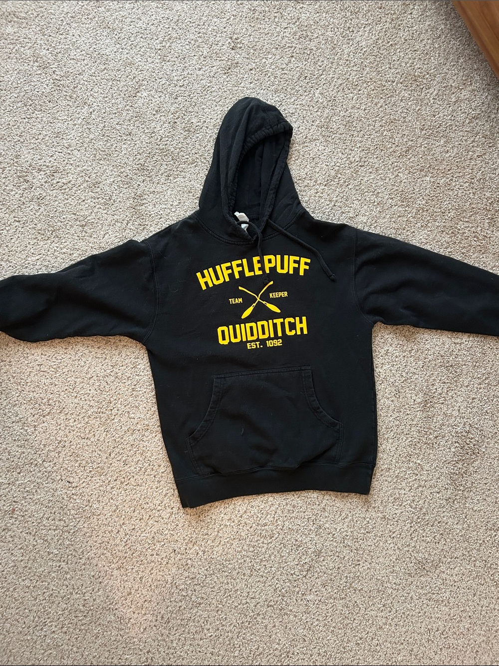 Hufflepuff Quidditch Hoodie - Black with Yellow Graphic